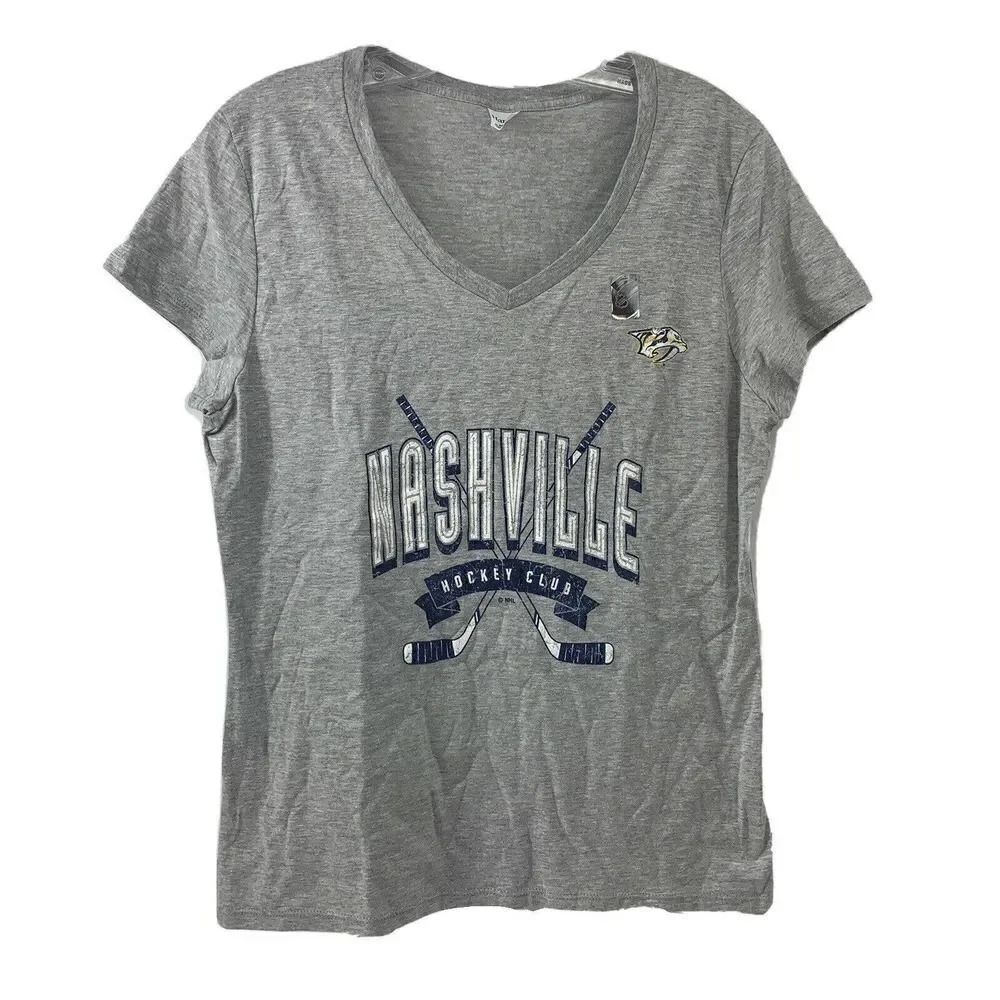 Nashville Predators Hockey Club T-Shirt V Neck Med